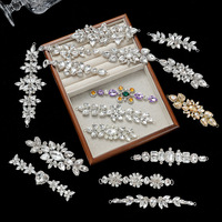 Chaîne de strass en cristal de verre en gros, motif floral, facettes, strass à coudre, applique, accessoires pour la tête, pour la danse, soirée