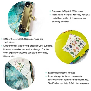 คลิปบอร์ดแห่งความสนุกพร้อมแผ่นรองสมุดบันทึกเติมได้และกระเป๋าเก็บของภายในพร้อมแถบยางยืดปิดสำหรับโรงเรียนสำนักงาน - Product Image 4