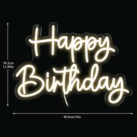 Enseigne murale néon Happy Birthday Boîtier de batterie à intensité variable Luminosité réglable Lumière néon blanche pour anniversaire