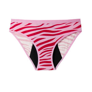 Culottes menstruelles réutilisables absorbantes anti-fuites <span class=keywords><strong>pour</strong></span> adolescentes à imprimé zèbre personnalisé en coton biologique - Product Image 2