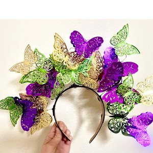 ที่คาดผมรูปผีเสื้อมาร์ดิกราส์ที่คาดผมรูปมงกุฎแบบใหม่ประดับผีเสื้อหลากสี - Product Image 1