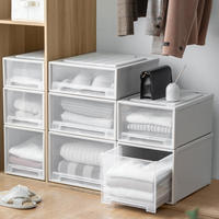 Boîte de rangement portable empilable transparente en plastique de style japonais avec tiroirs pour chaussures et vêtements domestiques