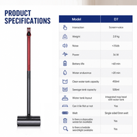 2.8kg Lightweight Self Cleaning Floor Washer 180° Lay Flat Design 55dB Low Noise Cordless Wet and Dry Floor Cleaner