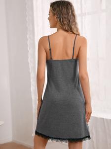 Vêtements de <span class=keywords><strong>grossesse</strong></span> pyjamas enceintes maternité nœud avant dentelle garniture Cami femmes chemise de nuit maternité chemise de nuit - Product Image 4