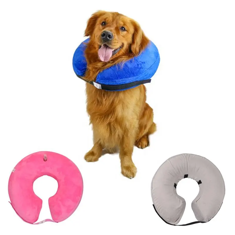 Collar ajustable para mascotas, collarín de felpa suave y acogedora, recuperación de PVC, inflable, cono Cervical para perros y gatos