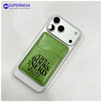 Porte-cartes magnétique en cuir PU pour téléphone, gravure laser personnalisée, couleurs et tailles sur mesure, OEM/ODM disponible