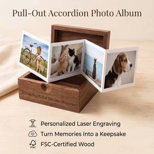 Folding Wooden Photo Storage <b>Box</b> Personalized Custom Polished Pull Out pet Gift <b>Memorial</b> <b>Keepsake</b> Album Wooden Photo <b>Box</b> - Product Image 4
