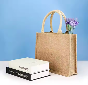 Sacs de courses écologiques en toile de jute grande taille avec logo personnalisé imprimé pour supermarchés et épiceries - Product Image 2