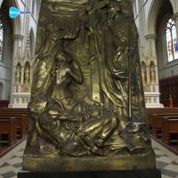 Escultura de Pared de Bronce Antiguo con Relieve Religioso Tradicional de Lujo para Iglesia y Hotel