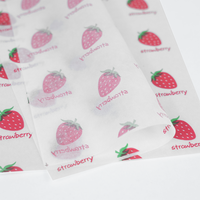 Papier ciré personnalisé blanc avec motif fraise coloré, résistant à la graisse, pour emballage alimentaire en gros pour boulangeries, restaurants et plats à emporter