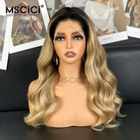 Perruque Lace Front HD Transparente 13x4 Cheveux Humains Brésiliens Ondulés avec Mèches Blondes, Fabrication en Marque Blanche, 100% Cheveux Humains