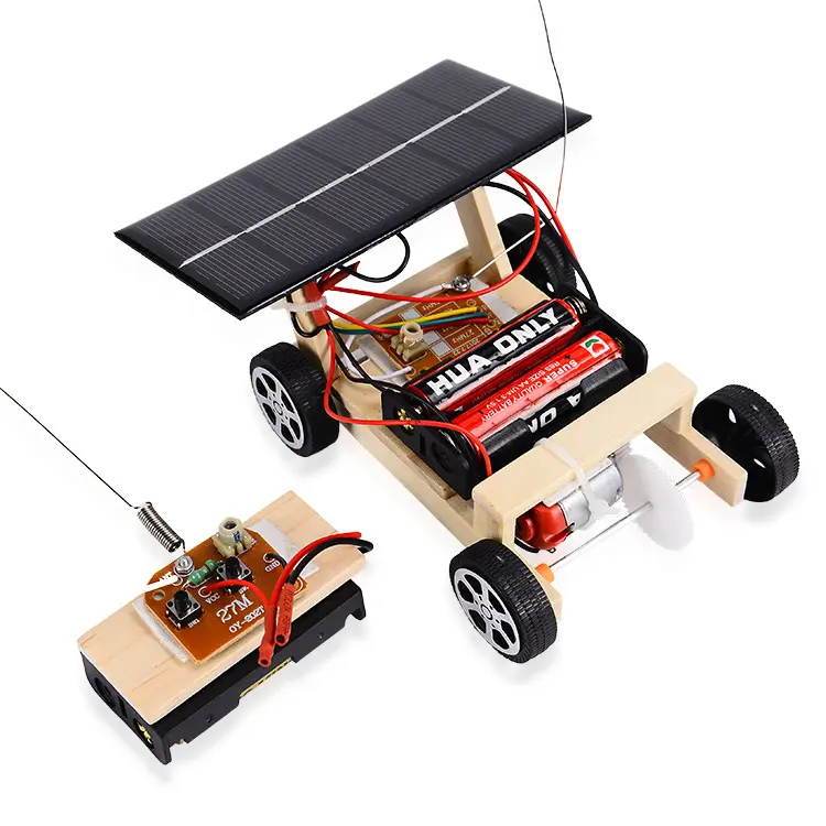 Solar Fernbedienung Auto 3D Puzzles Diy Montage Auto Spielzeug DAMPF Spaß Holz Student Science Kit STEM Spielzeug