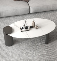 Table Basse Pliante en Bois de Bouleau Durable avec Cadre en Fer et Plateau en Pierre Style Minimaliste Italien, Luxe Léger et Moderne
