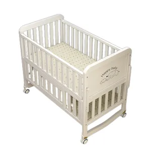 Littlebay婴儿床床3合1可转换舒适婴儿床多功能松木床头婴儿床新生儿床，白色