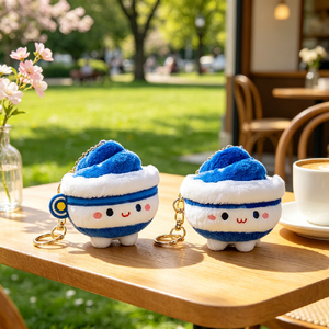 New Arrival Navy White Strip <b>Teacup</b> Plush Keychain Ultra Soft PP Cotton Filled Bag Charm Customizable Plush Pendant - Product Image 2