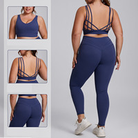 Conjunto de Yoga de Talla Grande para Mujer, Ropa Deportiva de Secado Rápido, Sujetador Deportivo y Leggings de Alta Elasticidad, Ropa para Gimnasio y Correr