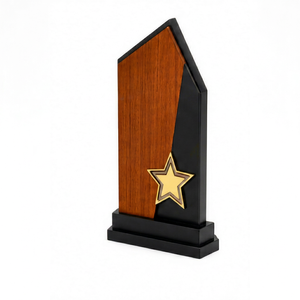 Star Theme Wooden <b>Trophy</b> With Laser Engraved Design For Sports And Games Durable Award <b>Plaque</b> - Product Image 1