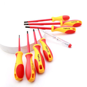 Jeu de tournevis isolés Tolia, 8 pièces, lames en acier au carbone Phillips et plates pour réparation électrique - Product Image 1