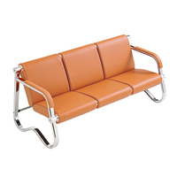 Banc de salle d'attente d'aéroport en cuir vert pas cher, 3 places, canapé d'attente pour salon, banc de salle d'attente pour clients