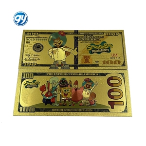 Billete de Banco de Plástico Chapado en Oro de 24k con Diseño de <span class=keywords><strong>Bob</strong></span> <span class=keywords><strong>Esponja</strong></span>, Anime de Dibujos Animados, Venta al por Mayor - Product Image 2