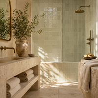 Carrelage mural artisanal en céramique Zellige brillant de qualité supérieure pour cuisine, salle de bain, hôtel et projets d'aménagement intérieur