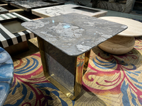 Table basse carrée en marbre de luxe Mianlan Jinsha, style italien haut de gamme, pour salon et usage domestique