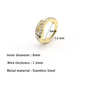 <b>Snake</b> Nose <b>Ring</b> With Zircon Inlay Stainless Steel Gold <b>Silver</b> Color Party Fashion Piercing Jewelry - Product Image 2