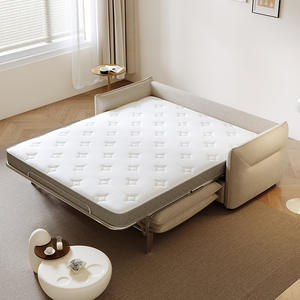 GEDO Canapé-lit moderne pliable Canapé-lit double en velours flocon de neige avec matelas en mousse à mémoire de forme pour le salon - Product Image 1