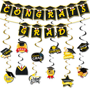 Conjunto <span class=keywords><strong>de</strong></span> decoración para fiesta <span class=keywords><strong>de</strong></span> graduación, sombrero <span class=keywords><strong>de</strong></span> Doctor, bandera, globo con abalorio en espiral, ceremonia <span class=keywords><strong>de</strong></span> graduación, <span class=keywords><strong>2022</strong></span> - Product Image 4