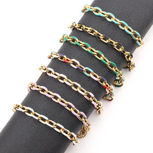 Pulsera de Cadena de Moda, Aleación de Zinc, Eslabones Rectangulares, Esmalte Colorido, Accesorio de Joyería Unisex - Product Image 1
