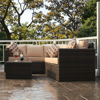 Moderne Buitenmeubelset, Roestbestendig Metalen Frame Tuinset Met PE Wicker Rattan Kussens voor Tuin & Patio