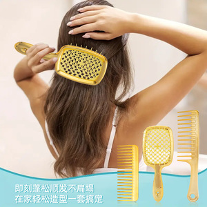 Guangzhou Playboy Electroplated Gold <b>Wide</b> Tooth Hair <b>Comb</b> Set Large Size Elegant Design For Adult Use - Product Image 1