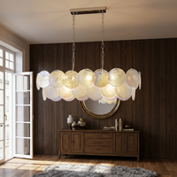 Lustre moderne en verre iridescent, luminaire suspendu linéaire en verre de Murano italien, lampe de plafond suspendue pour îlot de cuisine