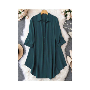 Haut de chemisier décontracté élégant à teinte unie pour femmes manches courtes élégant Boho porter pour un usage quotidien excellente qualité dentelle pour le printemps - Product Image 4