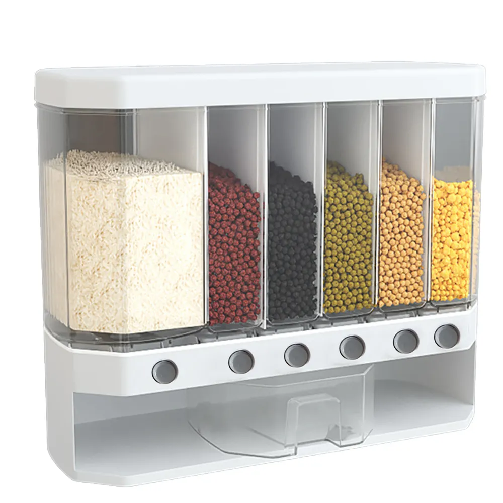 Kitchen Multipurpose Wall Mount Sealed Grain Rice Dispenser Container Jar Bucket Transparent Storage Box