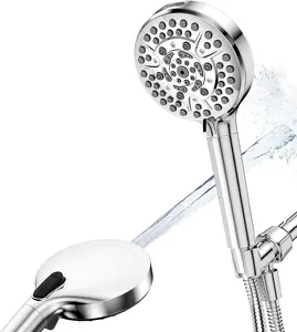 10 Modes High Pressure Handheld Shower Head With Stainless Steel Hose And Adjustable Brass Swivel Ball Mount Wall Mount Holder