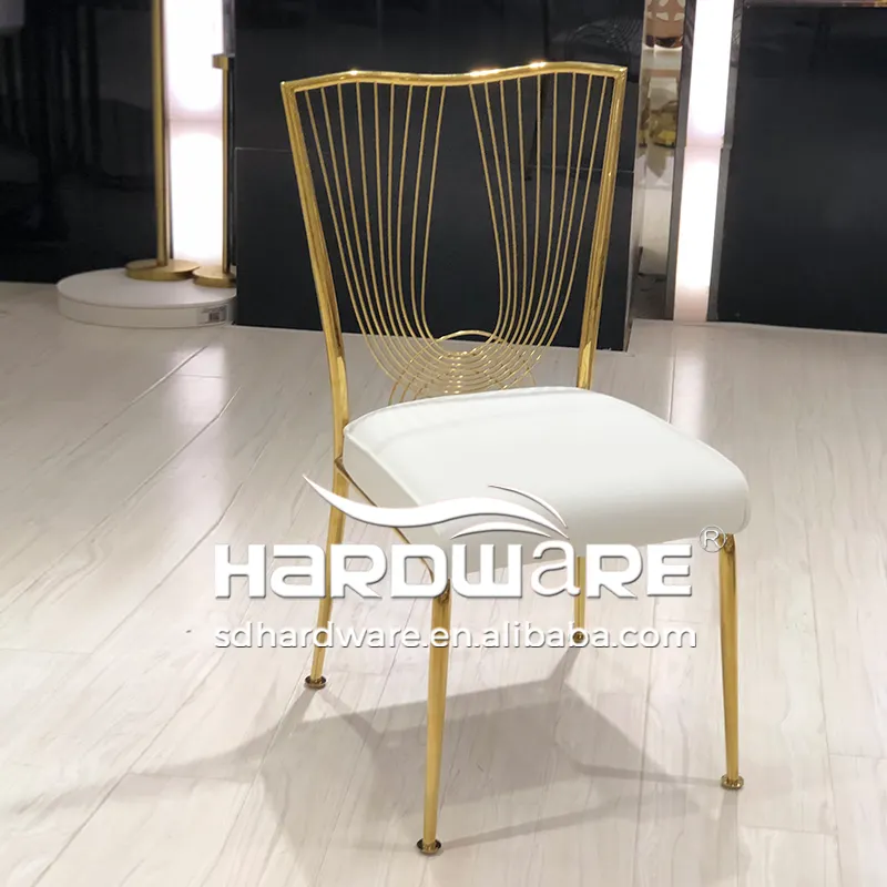 Wedding Furniture Gold Stainless Steel Wing Back Dining Chair For Wedding Event