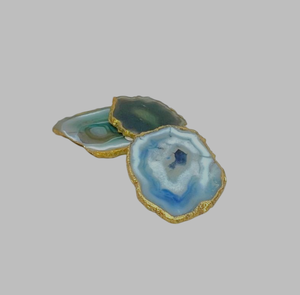 Sous-verre en résine fait main inspiré de la pierre d'agate naturelle, aux tons bleu-vert apaisants, collection élégante à prix de gros - Product Image 2