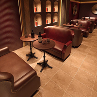 Ensemble de meubles de bar commerciaux de style américain Fauteuil à dossier haut en cuir personnalisé Discothèque Whisky Cocktail Pub Canapé simple