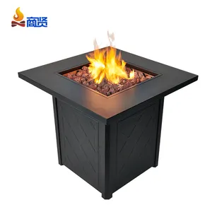 28 Inch Square Propane Fire Pit Table Dinning Gas Fire Table 50,000 BTU Outdoor Gas Fire Pit