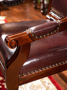 Set <span class=keywords><strong>Scrivania</strong></span> <span class=keywords><strong>in</strong></span> Legno Massello Stile Country Americano - <span class=keywords><strong>Poltrona</strong></span> <span class=keywords><strong>in</strong></span> <span class=keywords><strong>Pelle</strong></span> per Ufficio Domestico Studio - Product Image 3