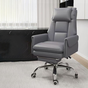 Silla de <span class=keywords><strong>Oficina</strong></span> Ergonómica Ejecutiva de Lujo Moderna, de Cuero Sintético, con Marco de Acero Inoxidable, Giratoria, Reclinable, con Reposacabezas y <span class=keywords><strong>Reposapiés</strong></span> <span class=keywords><strong>para</strong></span> Jefes - Product Image 3