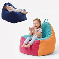 Fauteuil sac de poussière sensoriel moderne et écologique en mousse pour enfants avec housse amovible, chaise triangulaire 2-en-1 à conversion d'émotions