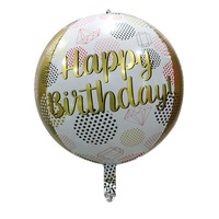 Ballon en feuille d'aluminium imprimé 4D Joyeux Anniversaire de 22 pouces pour décorations de fête d'anniversaire