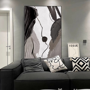 Arte Abstracto Texturizado para Pared, Pintura al Óleo sobre Lienzo, Marco Negro, Rectángulo, Decoración Moderna Minimalista para Sala de Estar, Mural Grande para Piso - Product Image 4