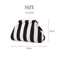 Tas Clutch Rajutan Bergaris Modis untuk Wanita Tas Tangan Tenun Lembut Tas Kasual Kapasitas Besar Tas Tangan Wanita Bergaris Warna-warni