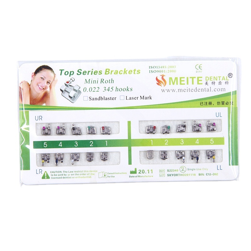 10 Packs Brackets Orthodontiques AZDENT Mini Roth .022 Avec Crochets - Métal - Neufs Pour Dentiste