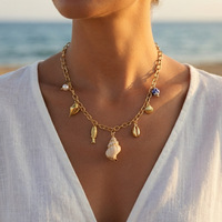 Collier pendentif coquillage élément océanique plaqué or PVD 18 carats pour femme, en acier inoxydable inaltérable, bijou raffiné, cadeau idéal