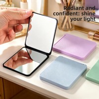 Miroir de maquillage pliable compact et pratique, double face, finition argentée, format poche, en plastique - Vente en gros Zhejiang