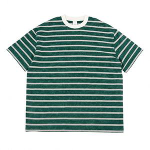 Vintage Wash Stripe Tshirt Lâche Grande Taille Coton Jersey Respirant Grande Taille avec Logo Avant Personnalisé Conception Vierge - Product Image 1